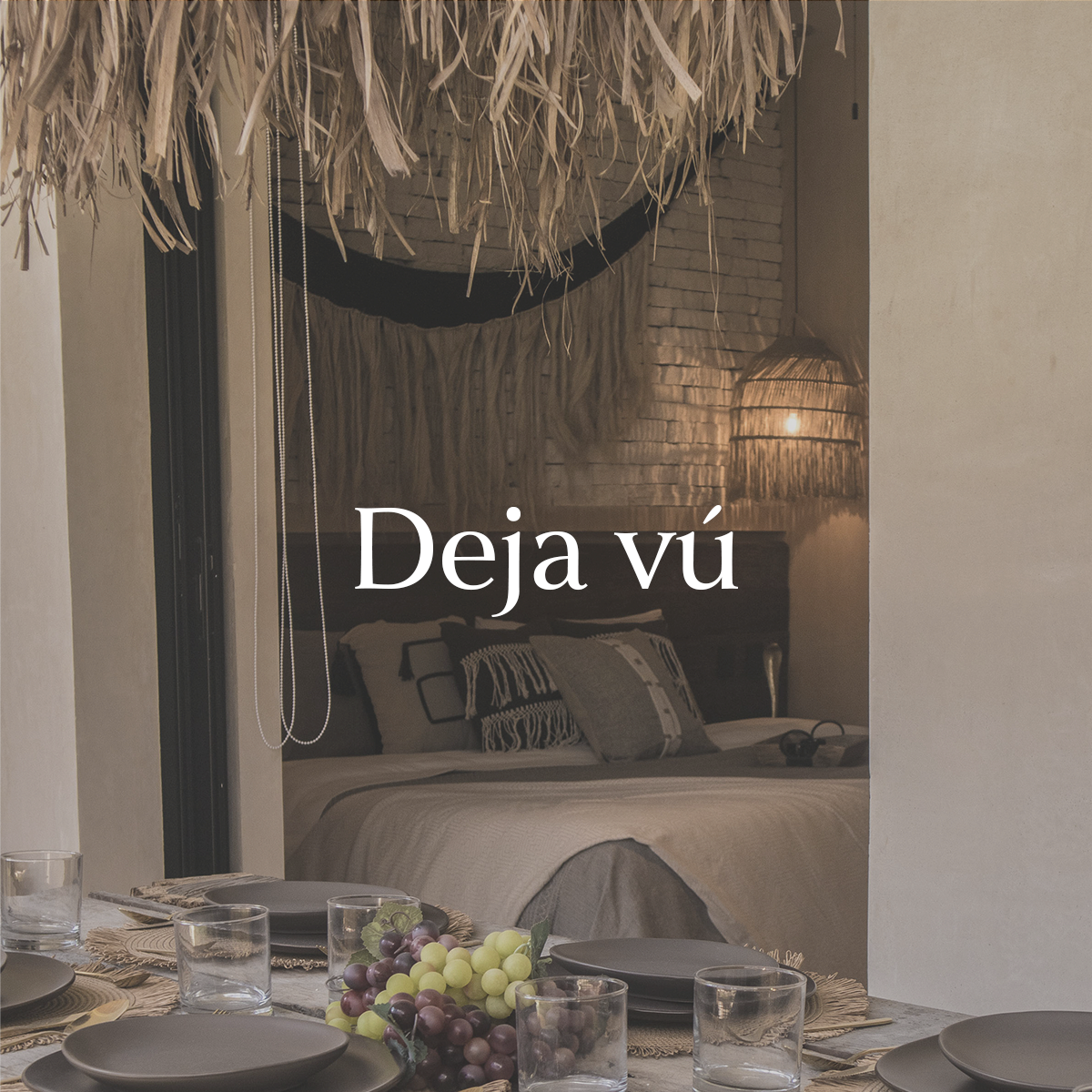 Comedor y recámara a lo lejos con lámpara de techo.