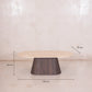 Mesa de centro oval Catania – Nogal y mármol travertino 130x70