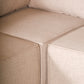 Vista detalle de asiento de Sala modular color beige, fabricada de 4 módulos de 1x1 (1 esquinero, dos módulos con respaldo y 1 otomán). Ideal para tu sala de casa de playa. Encuéntrala en Prisma, mueblería en Cancún, Playa del Carmen y Tulum.